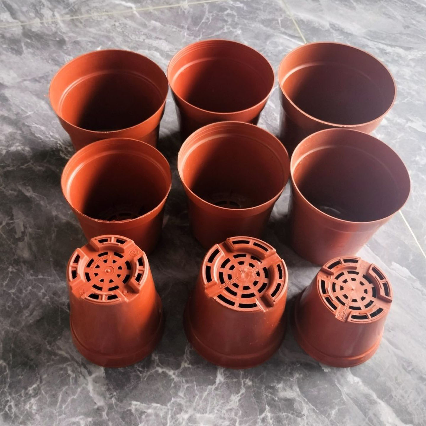 塑料花盆 多肉盆阳台种菜盆石斛兰花育苗盆基地盆红色网底花托盆