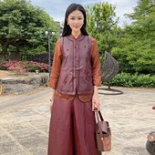 女夏季 国风套装 精致刺绣宽松气质立领优雅减龄新中式 浒城古娘新款
