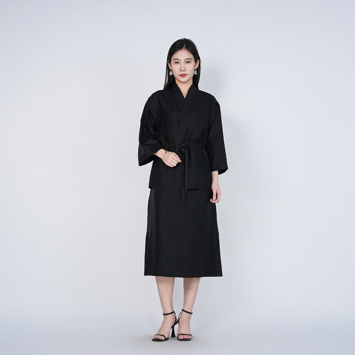 桑蚕丝斜襟气质百搭高级感女套装