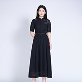 中国风蕾丝棉质精致刺绣舒适百搭气质女士长款 显瘦连衣裙 春夏新款
