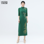 国风改良旗袍连衣裙女士夏季 新中式 刺绣复古气质长款 浒城古娘新款