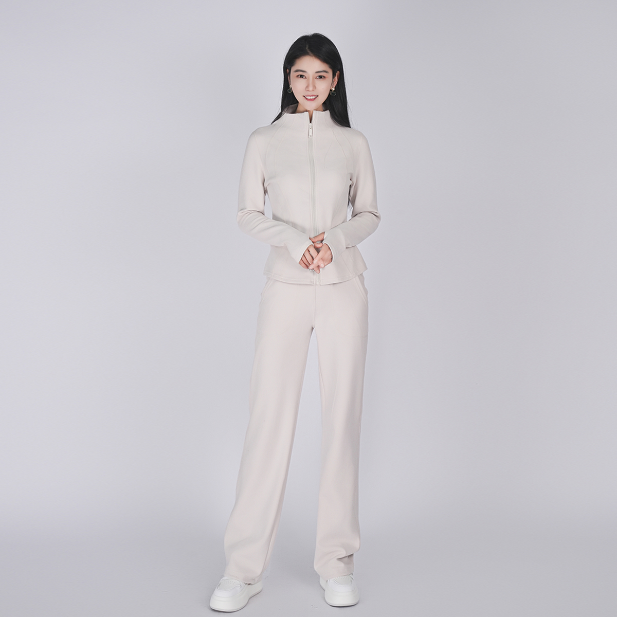 浒城古娘中式纯色秋季保暖长袖修身舒适亲肤柔软干爽挺阔女套装