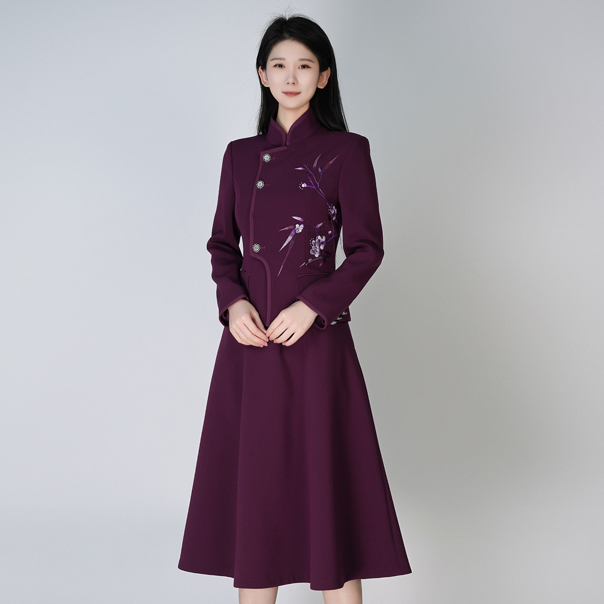 浒城古娘新款精致刺绣立领气质通勤收腰长袖新中式国风套装女春秋,女装/女士精品,时尚套装,淘宝优惠券,粉丝福利购,淘宝优惠卷