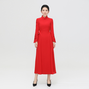 收腰修身 立领重工刺绣鸾凤旗袍气质时尚 连衣裙长裙 国风中式 春季