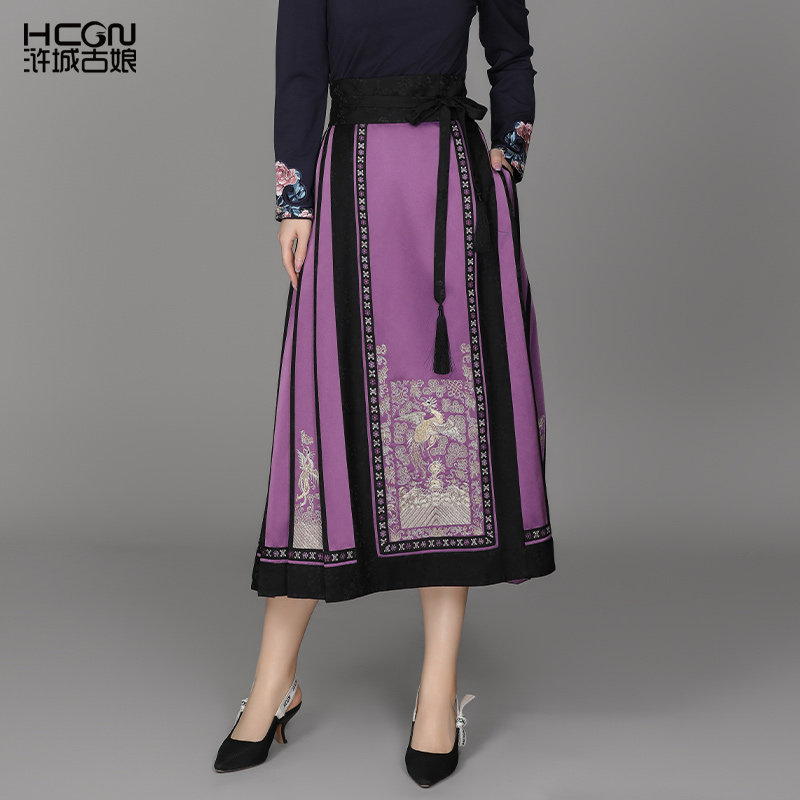 中国风重工刺绣中长款显瘦马面裙