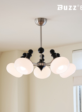 客厅主灯吊灯法式中古风黑色实木餐厅灯复古民宿高级感卧室魔豆灯