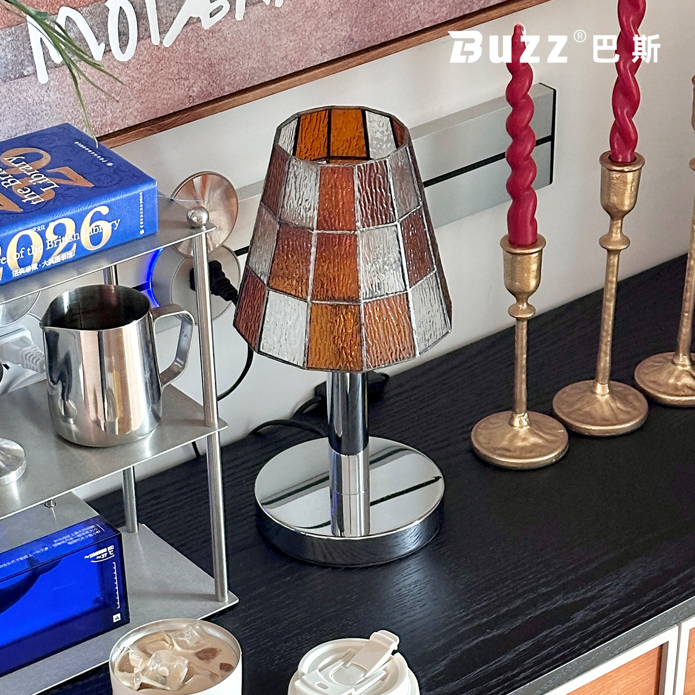 中古风手工玻璃台灯地中海蒂凡尼书房卧室装饰灯复古装饰床头灯具