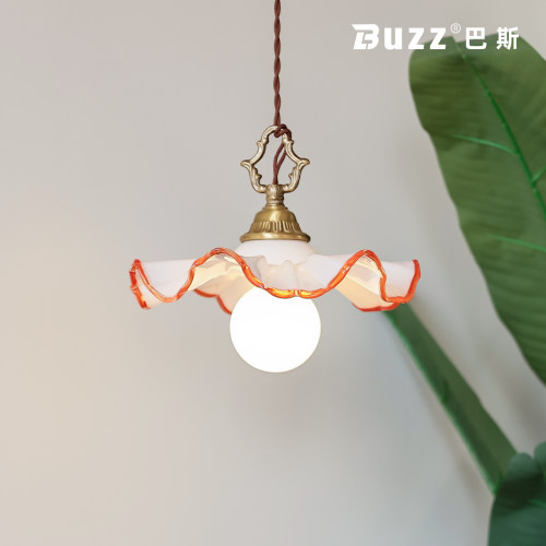 法式中古玻璃铜制吧台吊线灯