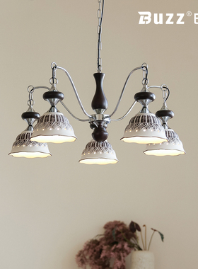 法式复古风客厅吊灯中古包豪斯卧室吊灯手工做旧陶瓷餐厅星链吊灯