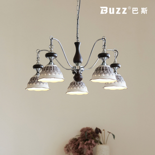 法式 复古风客厅吊灯中古包豪斯卧室吊灯手工做旧陶瓷餐厅星链吊灯