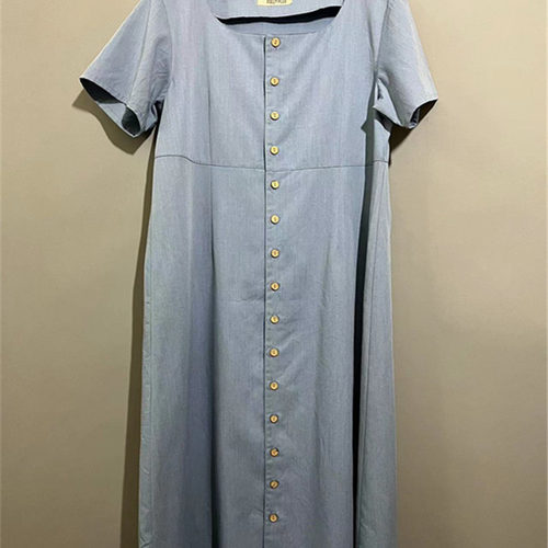 【上新价168】vintage  日本制古着ROLLY PLUS单排扣天蓝色连衣裙