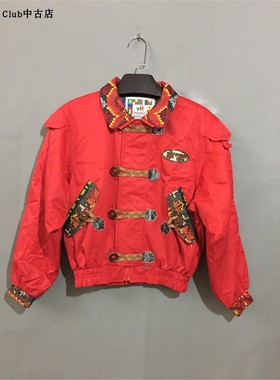 【原 价¥188】vintage 日本古着立领翻领红色尼龙滑雪女款短外套