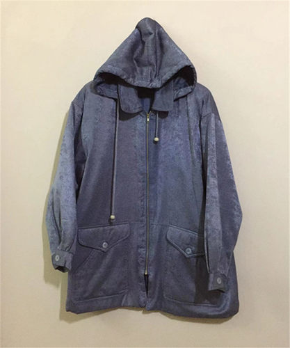 【原 价¥168】vintage  日本古着可拆卸帽软垫肩墨蓝色夹棉风衣