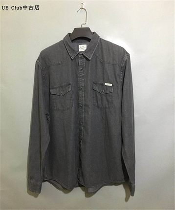 【原 价¥178】vintage  美国古着Lucky Brand黑贝母扣黑灰色衬衫