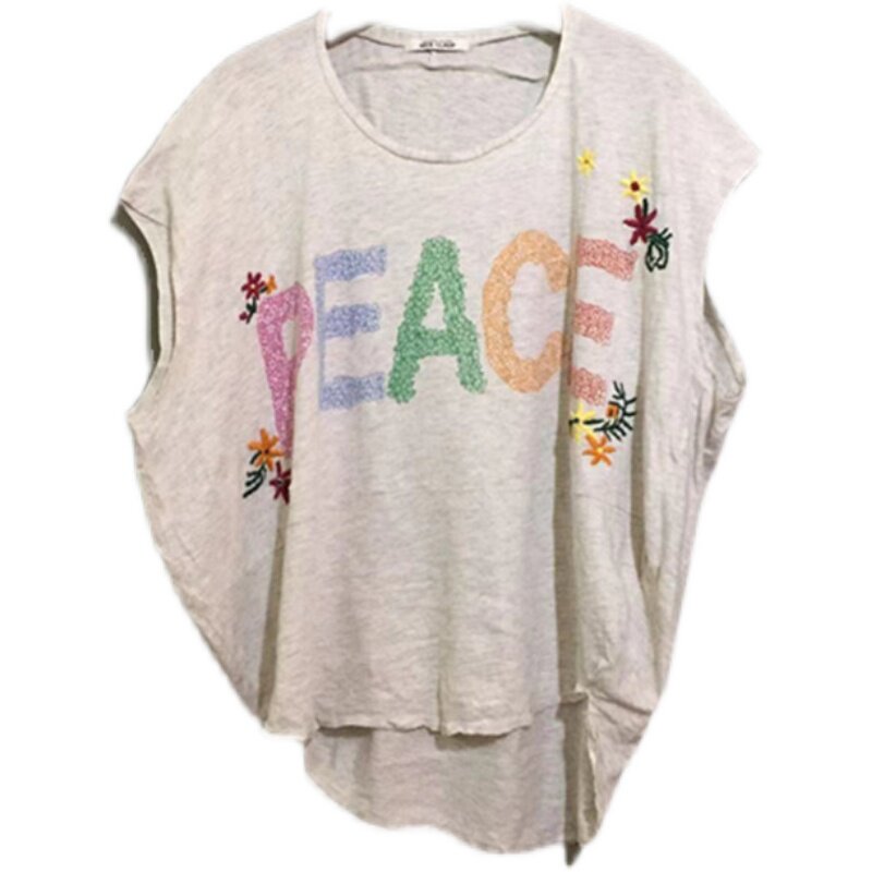 【原 价¥118】vintage 日本古着NICE CLAUP刺绣花朵宽版茧型体恤