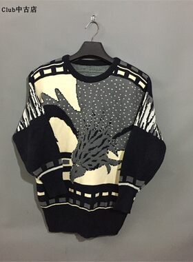 vintage古着鹰头黑色毛衣