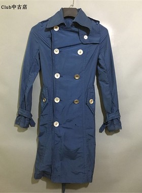 【原 价¥148】Blue Vintage  韩国古着EGO1ST双排扣修身长款风衣