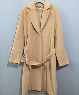 【原 价¥188】vintage  日本古着Flower单粒扣绑带长款毛呢外套