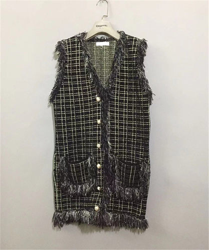 【原 价¥158】vintage  澳洲古着MACYMCCOY金线格子厚款流苏马夹