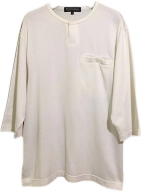 【原 价¥88】vintage  日本古着Arlond亨利领白色七分袖体恤