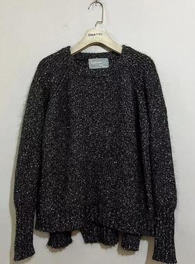 【上新价98】vintage  韩国古着better插肩袖黑色厚款毛衣