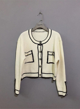 【原 价¥108】vintage  香港古着小香风气质款乳白色针织短外套