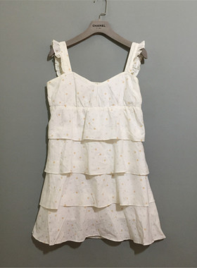 【原 价¥88】vintage 日本古着Caparanka星星白色背心吊带蛋糕裙