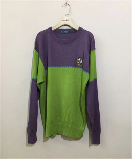 原 Hills美式 价¥118 美国古着Canada 拼色混麻毛衣 vintage