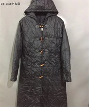 【原 价¥178】vintage  日本古着牛角扣黑色连帽超长款羽绒服