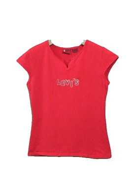 【原 价88】vintage  韩国制  美国古着LEV1'S红色修身弹力体恤