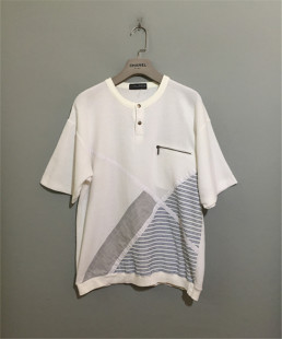 日本古着BLINSON门筒领拼接款 vintage 价¥118 毛巾料体恤 原