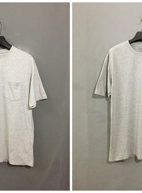 【原 价¥128】vintage  美国古着L.L.B*an简约口袋款浅灰色体恤