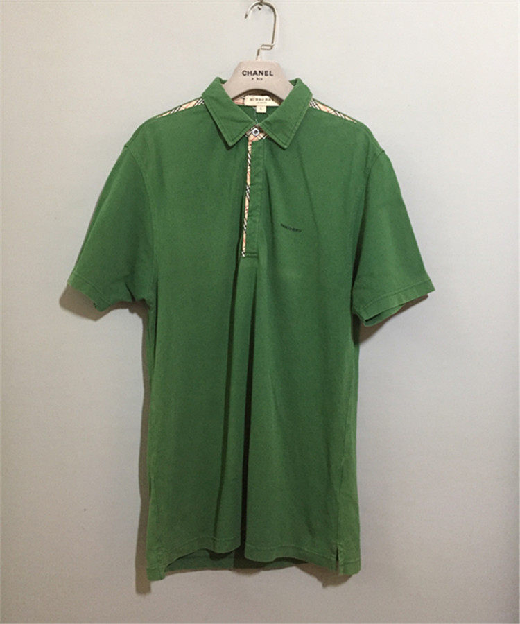 【原 价¥248】vintage  香港制 英国奢侈古着Burbe*ry绿色Polo衫