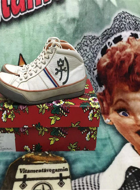 【上新价¥468】vintage  法国古着CASTELBAJAC白色真皮高帮鞋