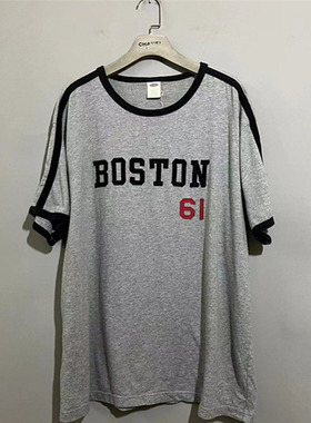 【上新价88】vintage  美国古着0LD NAVY波士顿浅灰色休闲体恤