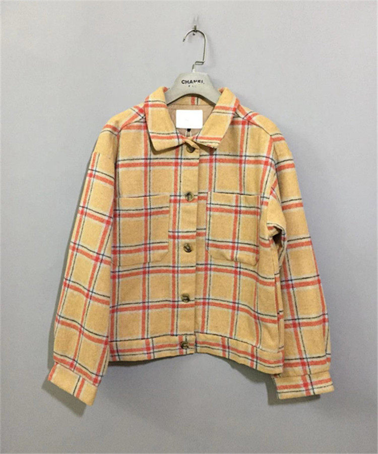 【原 价¥148】vintage  日本古着ehka sopo姜黄色格纹厚款衬衫