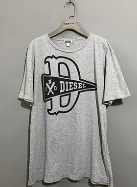 【上新价168】 vintage  意大利时装古着D1ESEL浅灰色体恤