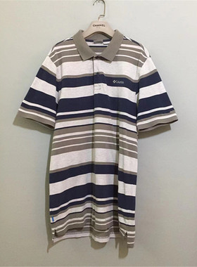【原 价¥158】vintage  美国古着Columbi@拼色横条纹POLO衫