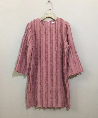 【原 价¥128】vintage 韩国制古着SSONG UNNI藕粉色八分袖连衣裙