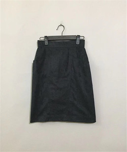 vintage 价¥148 美国古着PLAYB0Y黑色插兜款 原 仿麂皮半身裙