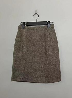 【上新价188】vintage  香港制 日本古着KENZ0棕色羊毛混纺半身裙