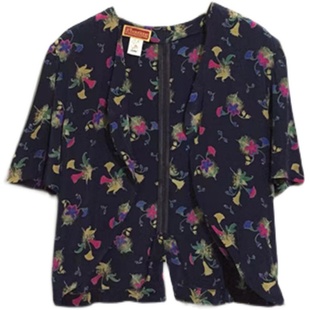 【原 价¥168】vintage  意大利制古着boutique印花丝质亚沙衬衫