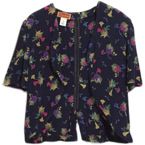 【原 价¥168】vintage  意大利制古着boutique印花丝质亚沙衬衫
