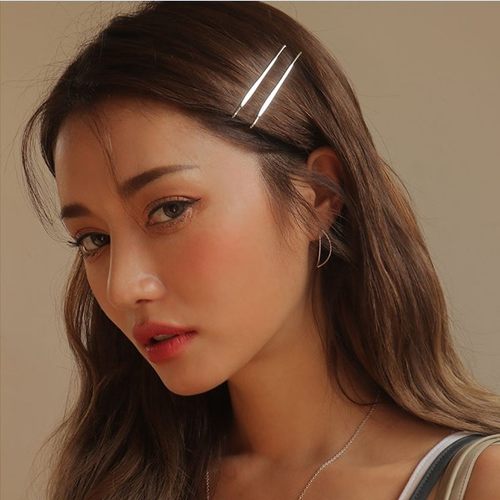 银色金属一字夹侧边发夹
