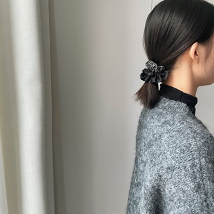 韩国进口发圈韩系高级感碎花马尾丸子头发饰头绳头花法式 复古双面