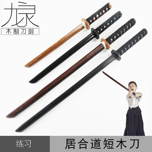小孩儿童剑道流居合道专用木刀cos动漫剑术武术练习木刀一体成型