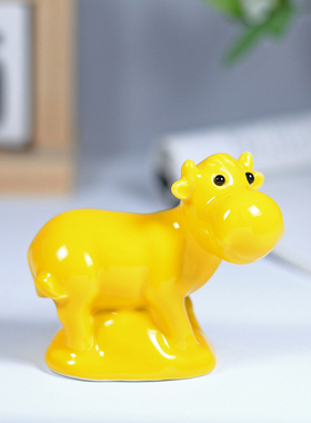 陶瓷12生肖动物黄色风水小摆件