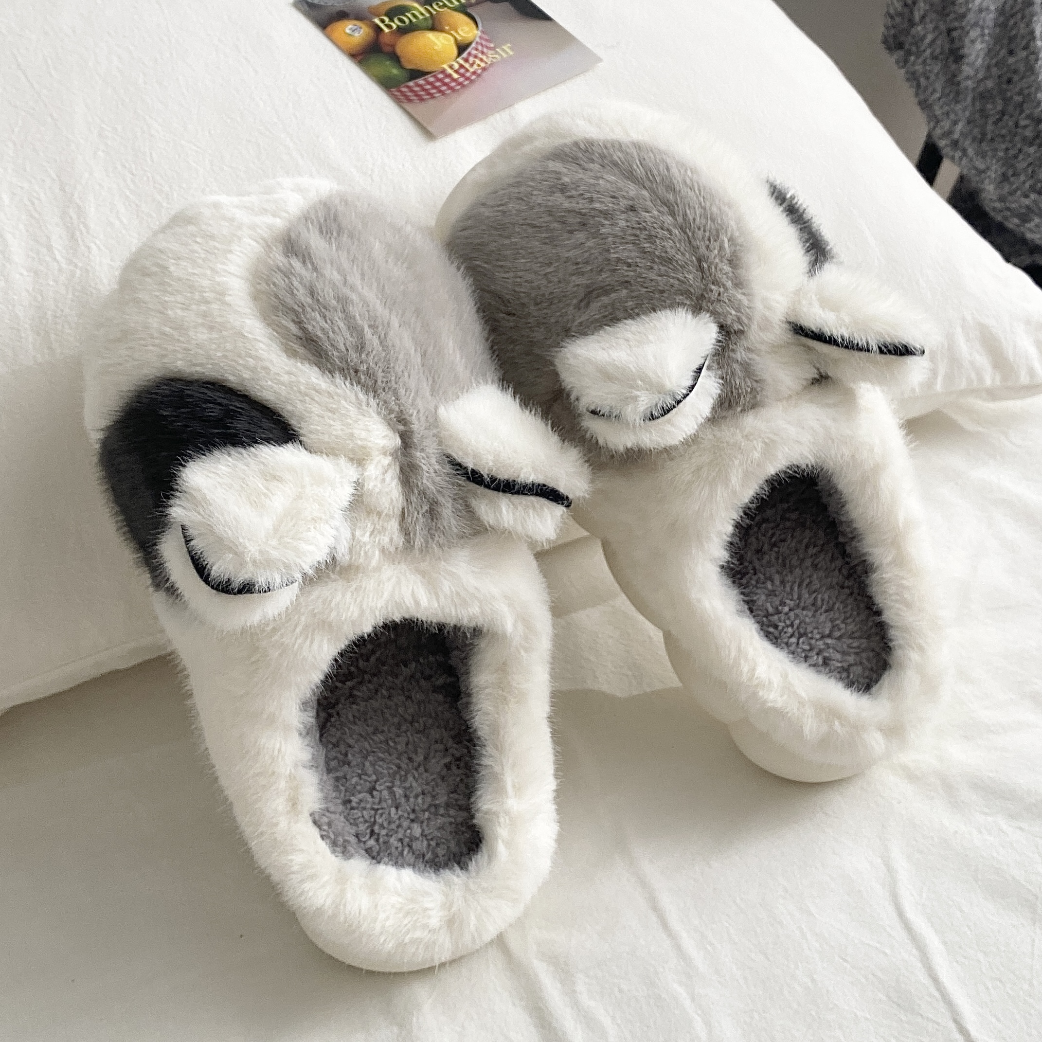 大毛绒保暖防滑厚底居家用棉拖鞋