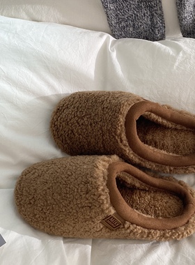 H.家加厚绒温暖整冬品质软大底木地板居家室内冬季毛绒棉拖鞋男女