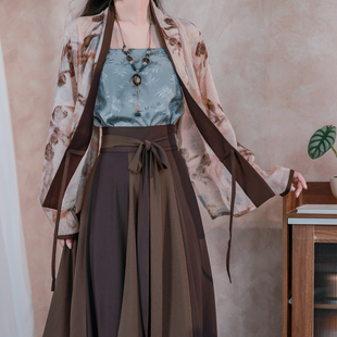 背心间色破裙宋裤 拟梦枯木生花 宋制飞机袖 无袖 通勤汉服女 阔腿裤